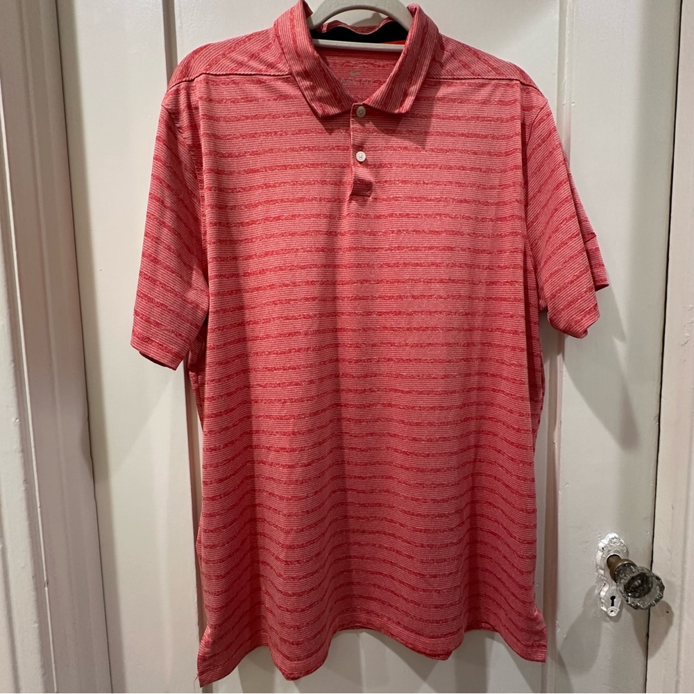 Nike Dri Fit Red Striped Men's Polo Shirt